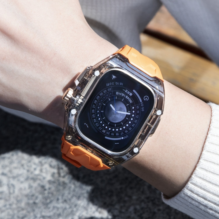 For Apple Watch Ultra 49mm Modified PC Hybrid TPU Watch Case Band(Orange Clear Black) - free shipping - PMC Jewellery - Order now!