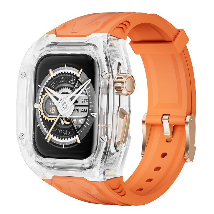For Apple Watch Series 8 45mm Modified PC Hybrid TPU Watch Case Band(Orange Transparent) - free shipping - PMc TechLife - Order now!