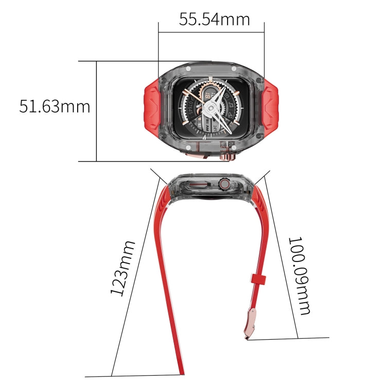 For Apple Watch Series 7 45mm Modified PC Hybrid TPU Watch Case Band(Red Clear Black) - Watch Cases by PMc TechLife | Online Shopping South Africa | PMc TechLife | Buy Now Pay Later Mobicred
