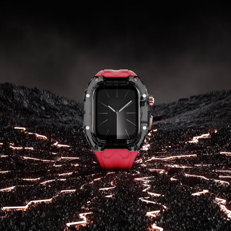 For Apple Watch Series 7 45mm Modified PC Hybrid TPU Watch Case Band(Red Clear Black) - Watch Cases by PMc TechLife | Online Shopping South Africa | PMc TechLife | Buy Now Pay Later Mobicred