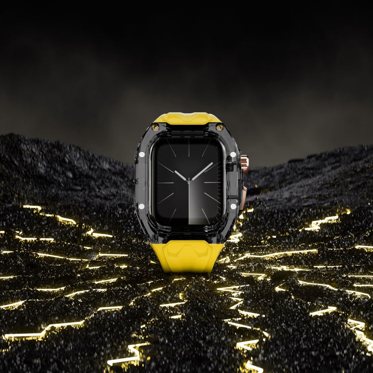 For Apple Watch Series 7 45mm Modified PC Hybrid TPU Watch Case Band(Yellow Clear Black) - Watch Cases by PMc TechLife | Online Shopping South Africa | PMc TechLife | Buy Now Pay Later Mobicred