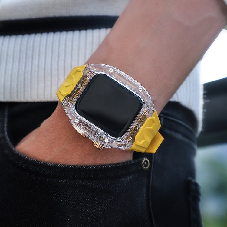 For Apple Watch Series 7 45mm Modified PC Hybrid TPU Watch Case Band(Yellow Clear Black) - Watch Cases by PMc TechLife | Online Shopping South Africa | PMc TechLife | Buy Now Pay Later Mobicred