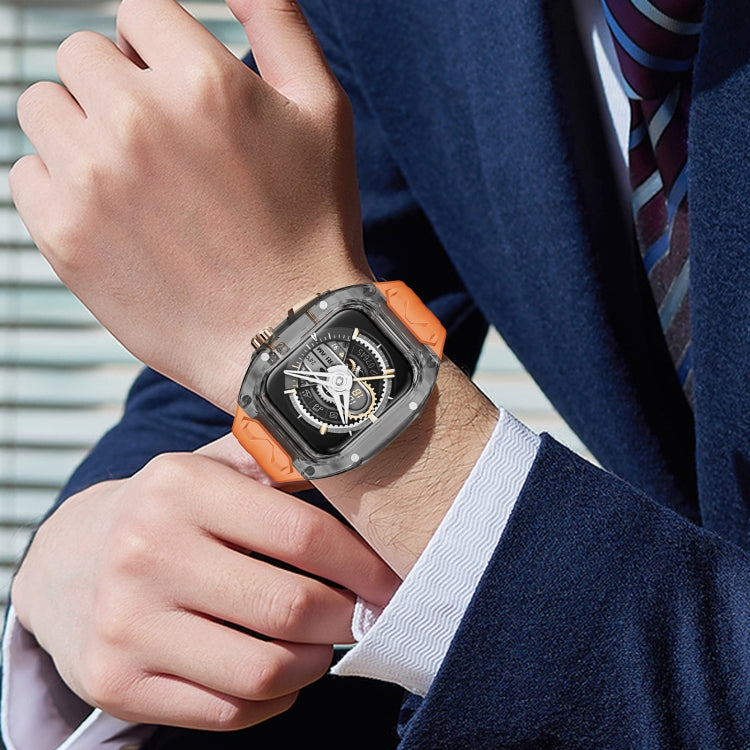 For Apple Watch SE 44mm Modified PC Hybrid TPU Watch Case Band(Orange Clear Black) - Watch Cases by PMc TechLife | Online Shopping South Africa | PMc TechLife | Buy Now Pay Later Mobicred