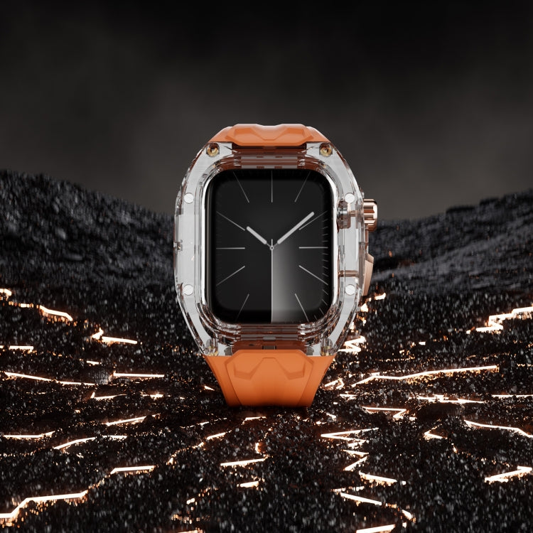 For Apple Watch SE 44mm Modified PC Hybrid TPU Watch Case Band(Orange Transparent) - free shipping - PMc TechLife - Order now!