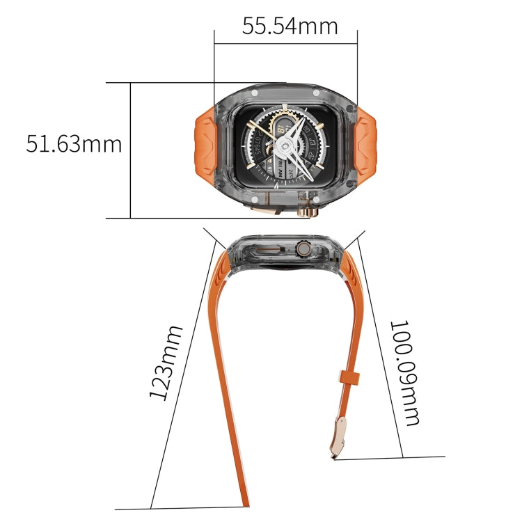 For Apple Watch Series 6 44mm Modified PC Hybrid TPU Watch Case Band(Orange Clear Black) - free shipping - PMc TechLife - Order now!
