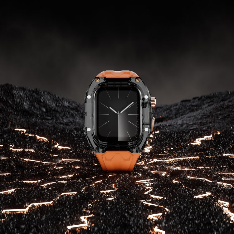 For Apple Watch Series 4 44mm Modified PC Hybrid TPU Watch Case Band(Orange Clear Black) - free shipping - PMc TechLife - Order now!