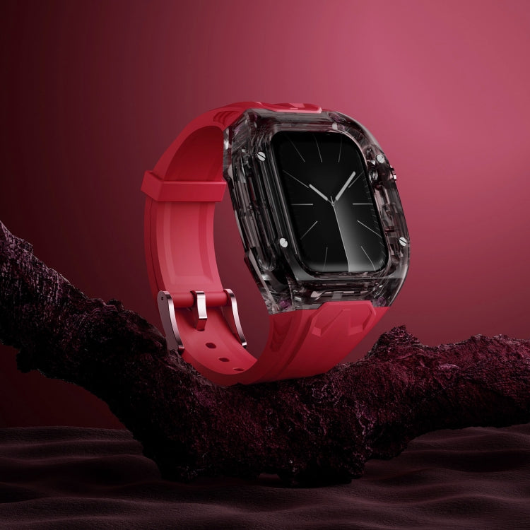For Apple Watch Series 4 44mm Modified PC Hybrid TPU Watch Case Band(Red Clear Black) - free shipping - PMc TechLife - Order now!