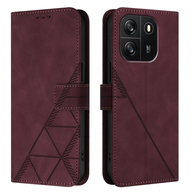 For Blackview Wave 6C Crossbody 3D Embossed Flip Leather Phone Case(Wine Red) - More Brand by PMC Jewellery | Online Shopping South Africa | PMC Jewellery | Buy Now Pay Later Mobicred