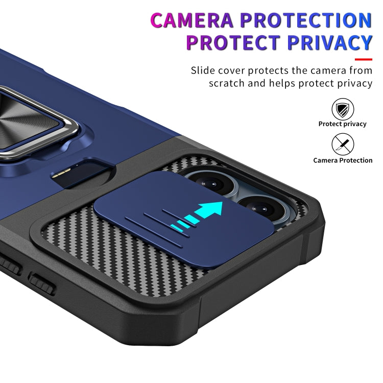 For iPhone 16 Camera Shield Card Slot PC+TPU Phone Case(Blue) - free shipping - PMC TechLife - Order now!