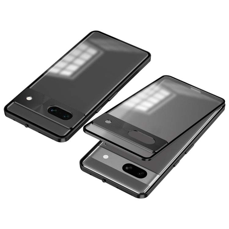 For Google Pixel 7a Snap Buckle Metal Frame Frosted Phone Case(Black) - Google Cases by PMC TechLife | Online Shopping South Africa | PMC TechLife | Buy Now Pay Later Mobicred