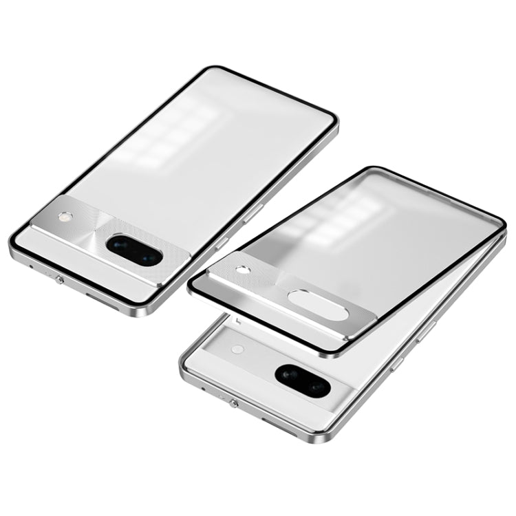 For Google Pixel 8a Snap Buckle Metal Frame Frosted Phone Case(Silver) - Google Cases by PMC TechLife | Online Shopping South Africa | PMC TechLife | Buy Now Pay Later Mobicred