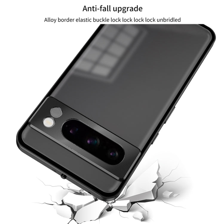 For Google Pixel 8 Snap Buckle Metal Frame Frosted Phone Case(Silver) - Google Cases by PMC TechLife | Online Shopping South Africa | PMC TechLife | Buy Now Pay Later Mobicred