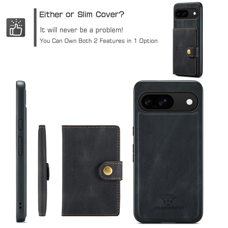 For Google Pixel 9 JEEHOOD J01 Retro Magnetic Detachable Wallet Phone Case(Black) - Google Cases by JEEHOOD | Online Shopping South Africa | PMC Jewellery | Buy Now Pay Later Mobicred