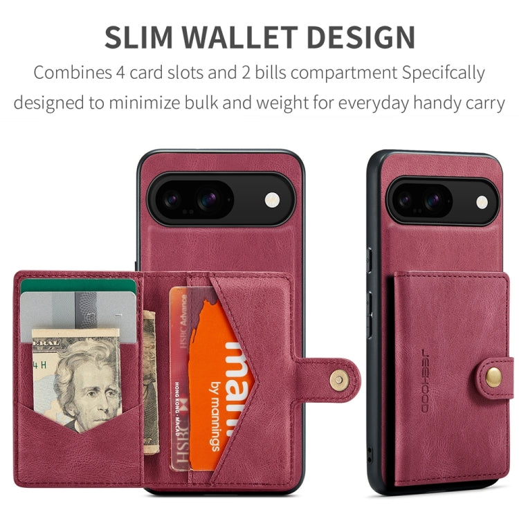 For Google Pixel 9 JEEHOOD J01 Retro Magnetic Detachable Wallet Phone Case(Red) - Google Cases by JEEHOOD | Online Shopping South Africa | PMC TechLife | Buy Now Pay Later Mobicred