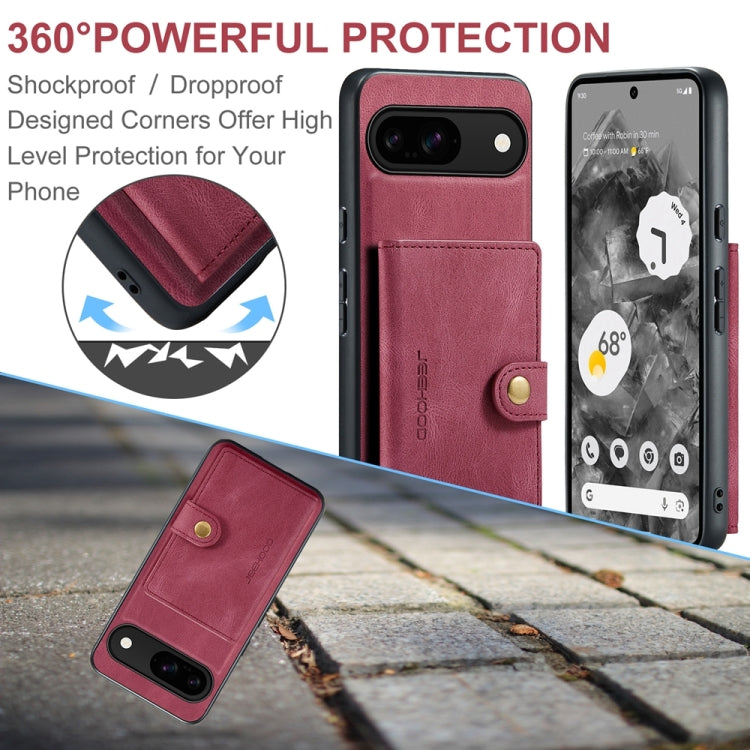 For Google Pixel 9 JEEHOOD J01 Retro Magnetic Detachable Wallet Phone Case(Red) - Google Cases by JEEHOOD | Online Shopping South Africa | PMC Jewellery | Buy Now Pay Later Mobicred