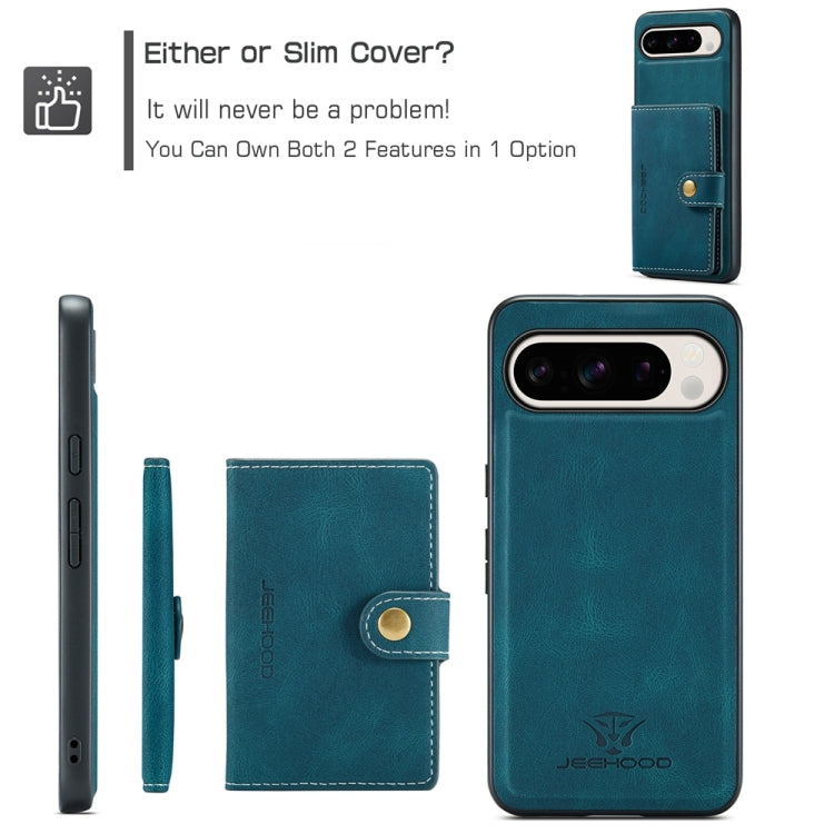 For Google Pixel 9 Pro JEEHOOD J01 Retro Magnetic Detachable Wallet Phone Case(Blue) - Google Cases by JEEHOOD | Online Shopping South Africa | PMC Jewellery | Buy Now Pay Later Mobicred