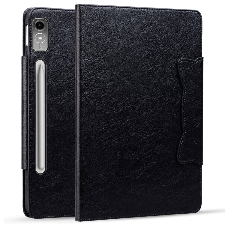 For Lenovo Tab P12 Cat Buckle Leather Tablet Case(Black) - Lenovo by PMC TechLife | Online Shopping South Africa | PMC TechLife | Buy Now Pay Later Mobicred