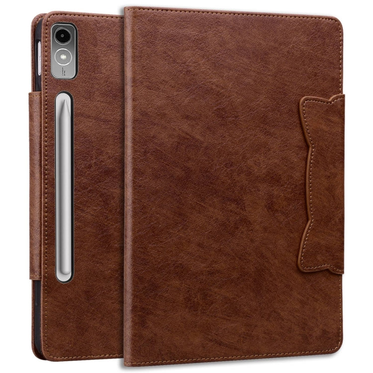 For Lenovo Tab P12 Cat Buckle Leather Tablet Case(Brown) - Lenovo by PMC TechLife | Online Shopping South Africa | PMC TechLife | Buy Now Pay Later Mobicred
