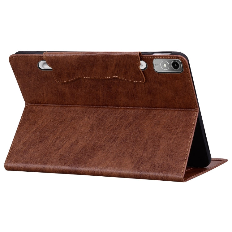For Lenovo Tab P12 Cat Buckle Leather Tablet Case(Brown) - Lenovo by PMC TechLife | Online Shopping South Africa | PMC TechLife | Buy Now Pay Later Mobicred