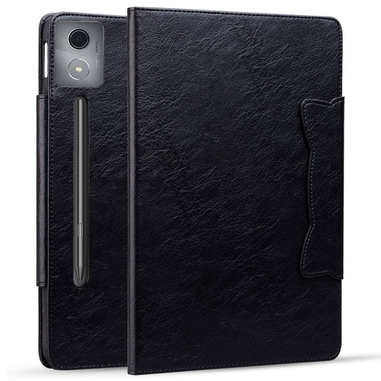 For Lenovo Xiaoxin Pad Pro 12.7 2025 Cat Buckle Leather Tablet Case(Black) - Lenovo by PMC TechLife | Online Shopping South Africa | PMC TechLife | Buy Now Pay Later Mobicred