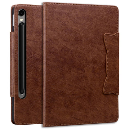 For Samsung Galaxy Tab S9 FE / S9 / S8 / S7 Cat Buckle Leather Smart Tablet Case(Brown) - Galaxy Tab S9 Cases by PMC Jewellery | Online Shopping South Africa | PMC Jewellery | Buy Now Pay Later Mobicred