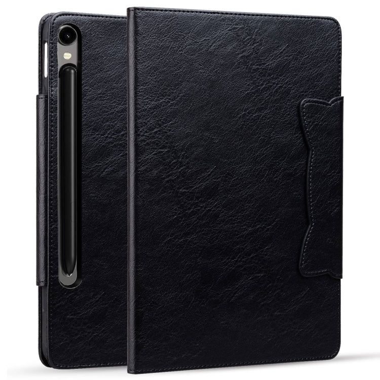 For Samsung Galaxy Tab S9+ / S8+ / S7+ Cat Buckle Leather Smart Tablet Case(Black) - Galaxy Tab S9+ Cases by PMC Jewellery | Online Shopping South Africa | PMC Jewellery | Buy Now Pay Later Mobicred