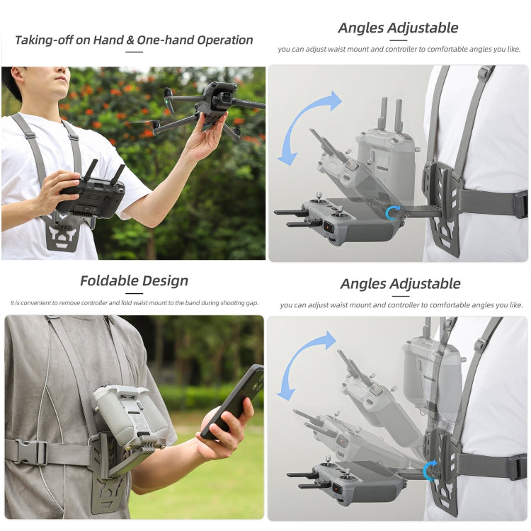 For DJI RC 2 / 1 Sunnylife Remote Control Waist Support Bracket Chest Strap(Grey) - Holder Series by Sunnylife | Online Shopping South Africa | PMC Jewellery | Buy Now Pay Later Mobicred