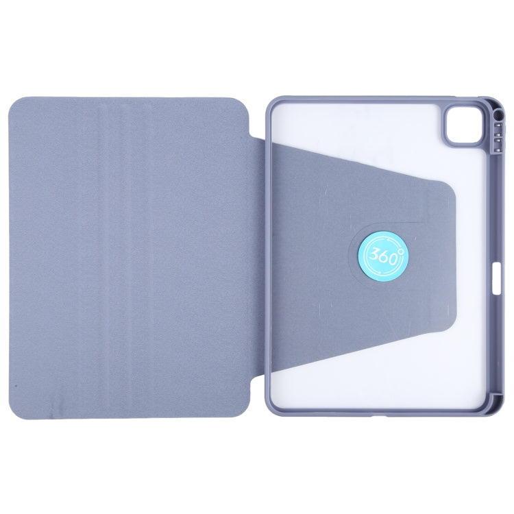 For iPad Pro 11 2024 GEBEI Acrylic TPU 3-folding Rotating Smart Tablet Leather Case withh Pen Slot(Light Purple) - iPad Pro 11 2024 Cases by GEBEI | Online Shopping South Africa | PMC Jewellery | Buy Now Pay Later Mobicred