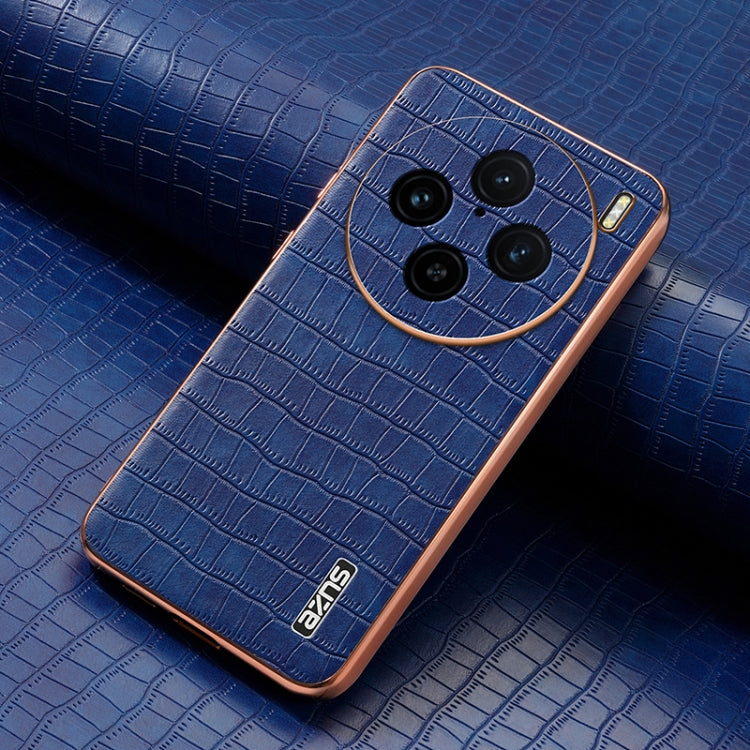 For vivo X100 Pro 5G / X100s Pro AZNS Electroplated Frame Crocodile Texture Full Coverage Phone Case(Blue) - vivo Cases by AZNS | Online Shopping South Africa | PMC Jewellery | Buy Now Pay Later Mobicred