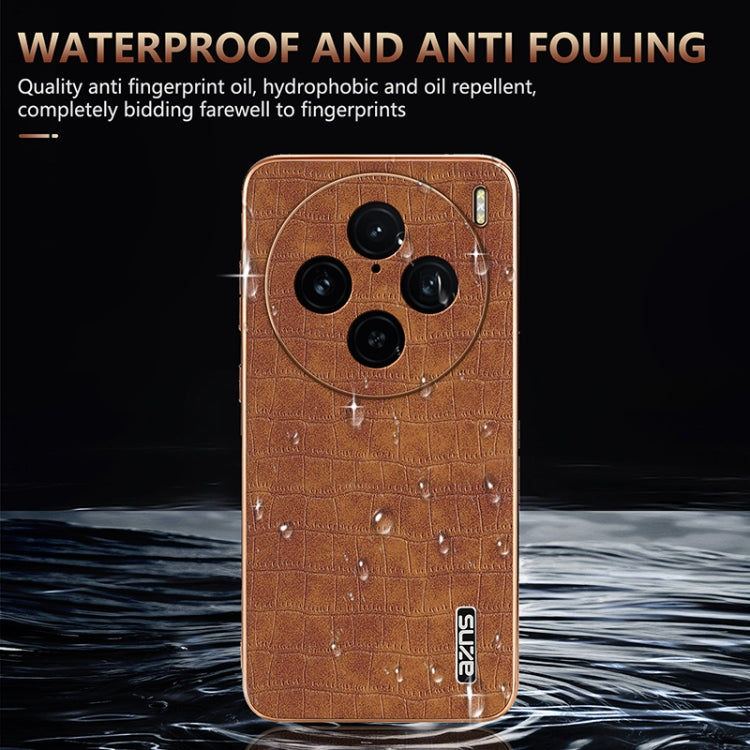 For vivo X100 Pro 5G / X100s Pro AZNS Electroplated Frame Crocodile Texture Full Coverage Phone Case(Blue) - vivo Cases by AZNS | Online Shopping South Africa | PMC Jewellery | Buy Now Pay Later Mobicred