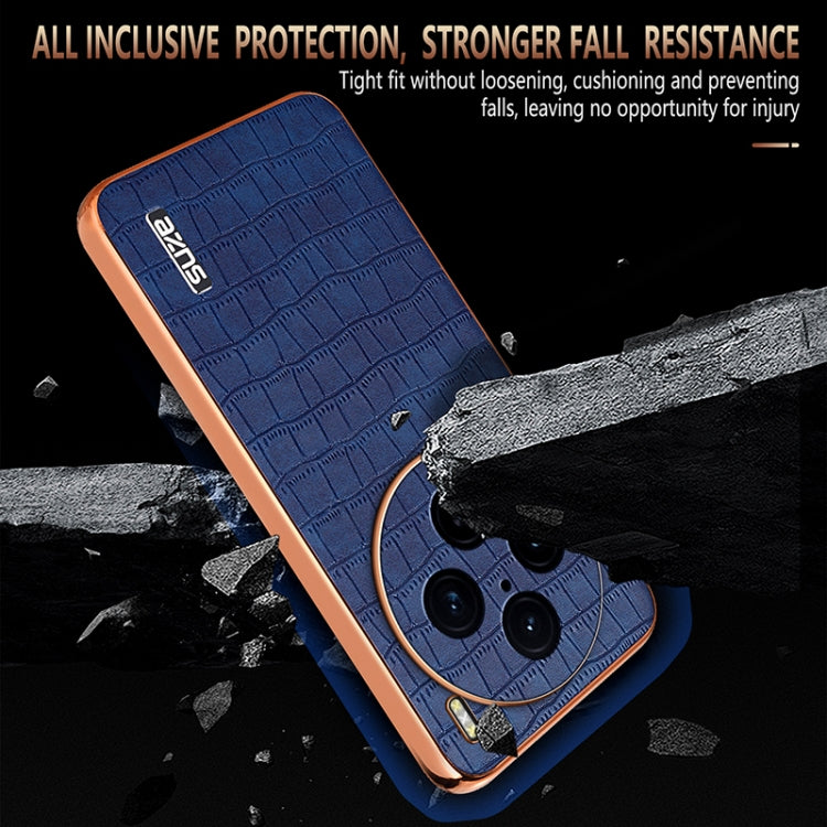 For vivo X100 Pro 5G / X100s Pro AZNS Electroplated Frame Crocodile Texture Full Coverage Phone Case(White) - vivo Cases by AZNS | Online Shopping South Africa | PMC Jewellery | Buy Now Pay Later Mobicred