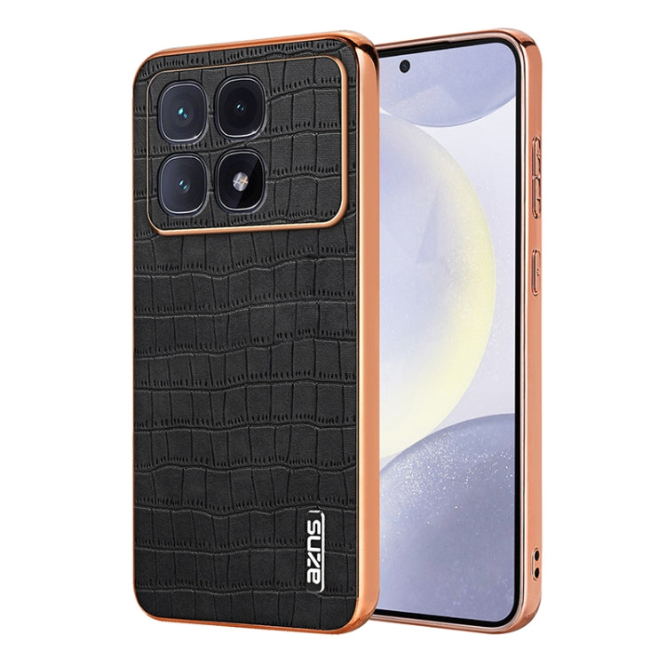 For Redmi K70 Ultra AZNS Electroplated Frame Crocodile Texture Full Coverage Phone Case(Black) - Xiaomi Cases by AZNS | Online Shopping South Africa | PMC Jewellery | Buy Now Pay Later Mobicred