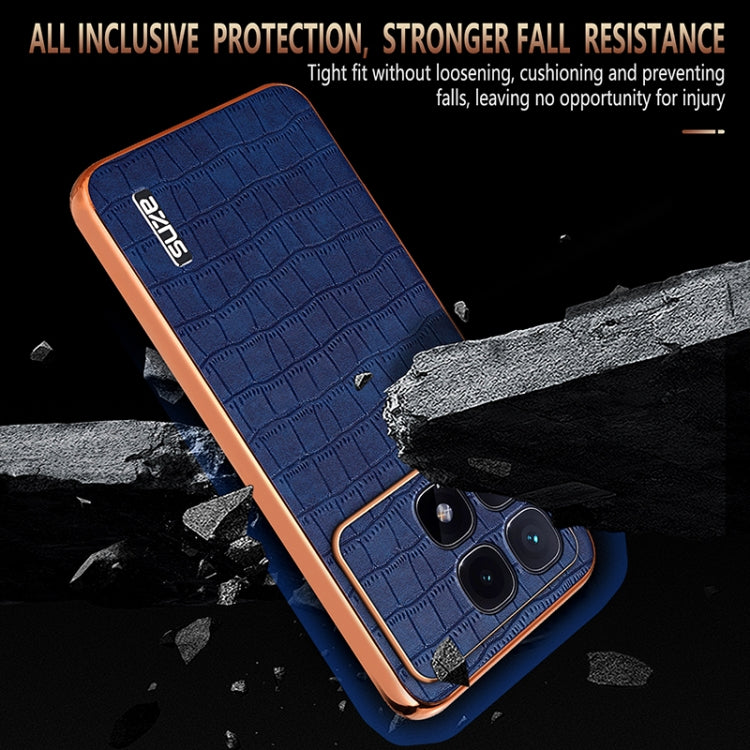 For Redmi K70 Ultra AZNS Electroplated Frame Crocodile Texture Full Coverage Phone Case(Black) - Xiaomi Cases by AZNS | Online Shopping South Africa | PMC Jewellery | Buy Now Pay Later Mobicred