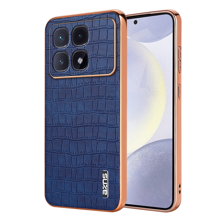 For Redmi K70 Ultra AZNS Electroplated Frame Crocodile Texture Full Coverage Phone Case(Blue) - Xiaomi Cases by AZNS | Online Shopping South Africa | PMC Jewellery | Buy Now Pay Later Mobicred