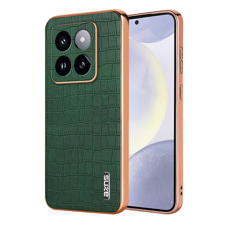 For Xiaomi 14 Pro AZNS Electroplated Frame Crocodile Texture Full Coverage Phone Case(Green) - 14 Pro Cases by AZNS | Online Shopping South Africa | PMC Jewellery | Buy Now Pay Later Mobicred