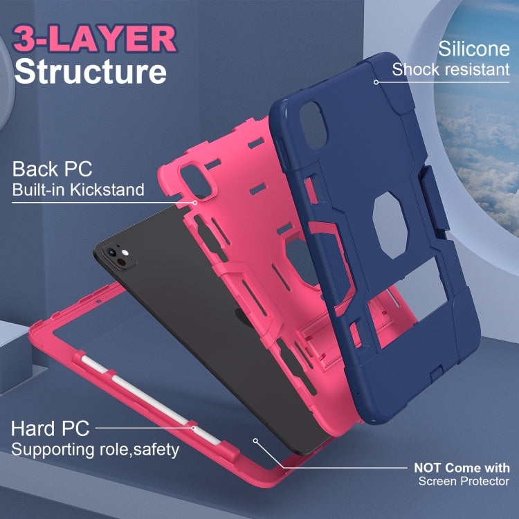 For iPad Pro 11 2024 Contrast Color Silicone Acrylic PC Tablet Case with Holder(Navy Blue Rose Red) - iPad Pro 11 2024 Cases by PMC TechLife | Online Shopping South Africa | PMC TechLife | Buy Now Pay Later Mobicred