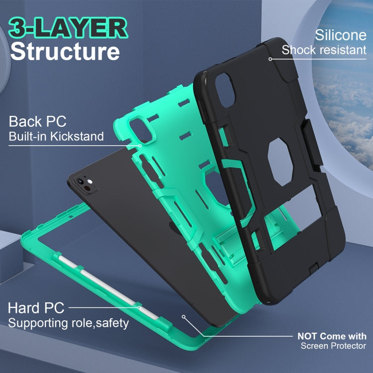 For iPad Pro 11 2024 Contrast Color Silicone Acrylic PC Tablet Case with Holder(Black Mint Green) - iPad Pro 11 2024 Cases by PMC TechLife | Online Shopping South Africa | PMC TechLife | Buy Now Pay Later Mobicred