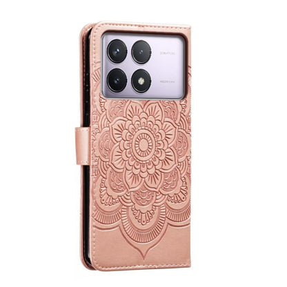 For Xiaomi Redmi K70 Sun Mandala Embossing Pattern Phone Leather Case(Rose Gold) - K70 Cases by PMC Jewellery | Online Shopping South Africa | PMC Jewellery | Buy Now Pay Later Mobicred