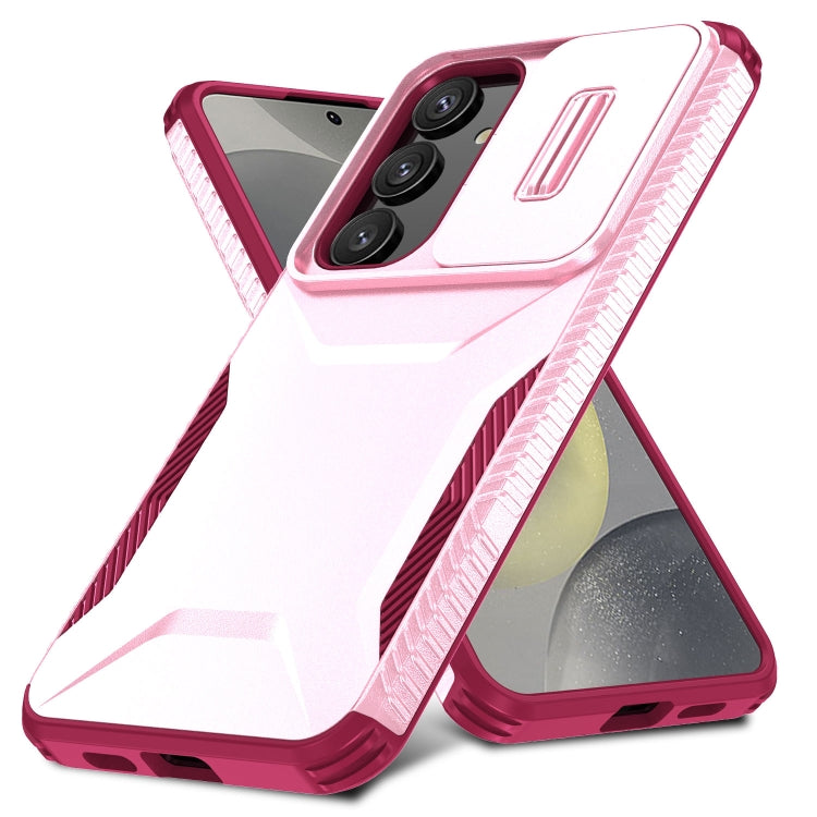 For Samsung Galaxy S25 5G / S24 5G Sliding Camshield Phone Case(Pink + Rose Red) - Galaxy S24 5G Cases by PMC Jewellery | Online Shopping South Africa | PMC Jewellery | Buy Now Pay Later Mobicred