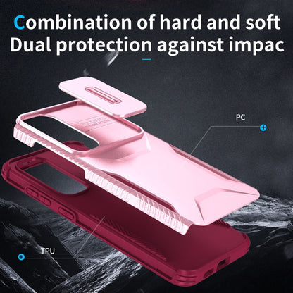 For Samsung Galaxy S25 5G / S24 5G Sliding Camshield Phone Case(Pink + Rose Red) - Galaxy S24 5G Cases by PMC Jewellery | Online Shopping South Africa | PMC Jewellery | Buy Now Pay Later Mobicred