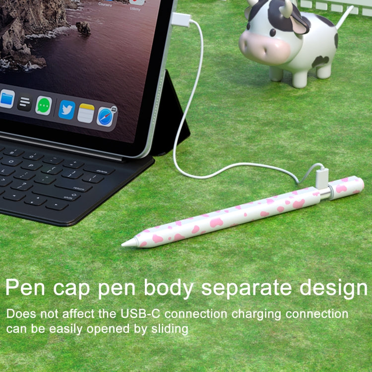 For Apple Pencil USB-C Cow Pattern Stylus Silicone Protective Cover(Blue) - Pencil Accessories by PMC Jewellery | Online Shopping South Africa | PMC Jewellery | Buy Now Pay Later Mobicred