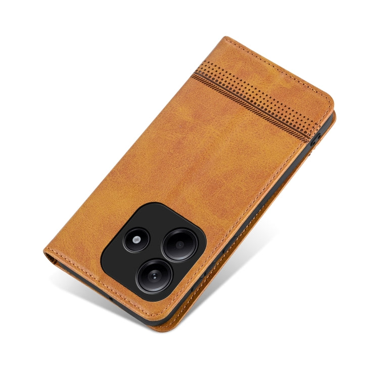 For Redmi Note 14 5G AZNS Magnetic Calf Texture Flip Leather Phone Case(Light Brown) - Note 14 Cases by AZNS | Online Shopping South Africa | PMC Jewellery | Buy Now Pay Later Mobicred