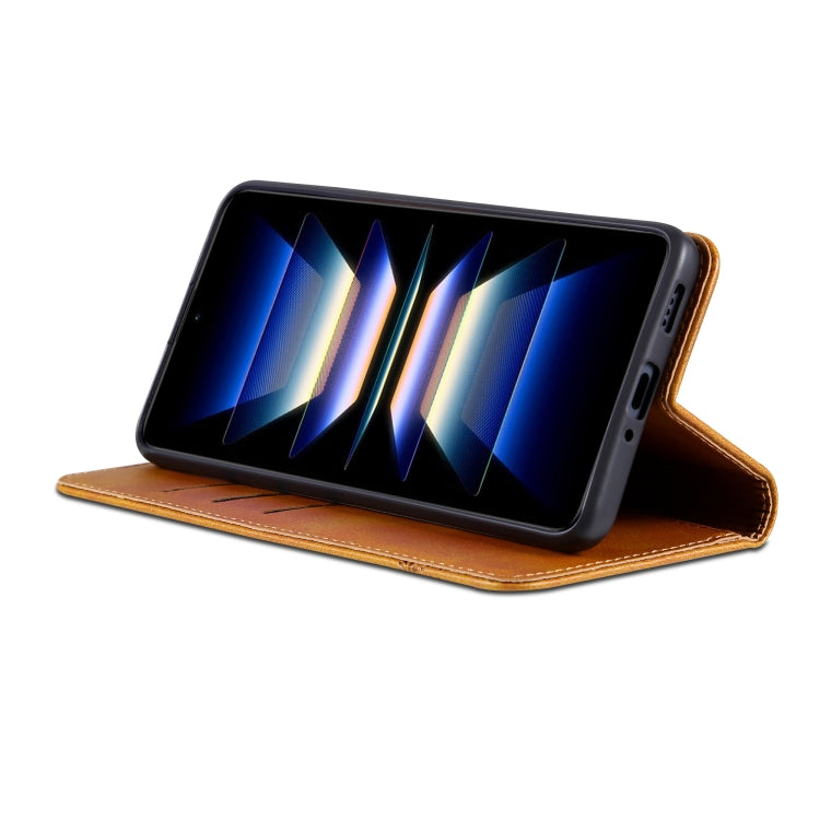 For Redmi Note 14 Pro 5G AZNS Magnetic Calf Texture Flip Leather Phone Case(Light Brown) - free shipping - PMC Jewellery - Order now!
