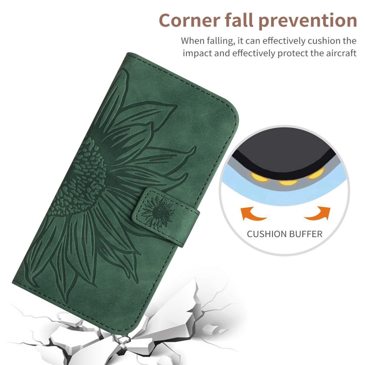 For Samsung Galaxy S25+ 5G Skin Feel Sun Flower Embossed Flip Leather Phone Case with Lanyard(Green) - Galaxy S25+ 5G Cases by PMC Jewellery | Online Shopping South Africa | PMC Jewellery | Buy Now Pay Later Mobicred