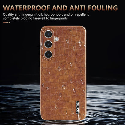 For Samsung Galaxy S25 5G AZNS Electroplated Frame Crocodile Texture Full Coverage Phone Case(Green) - Galaxy S25 5G Cases by AZNS | Online Shopping South Africa | PMC Jewellery | Buy Now Pay Later Mobicred