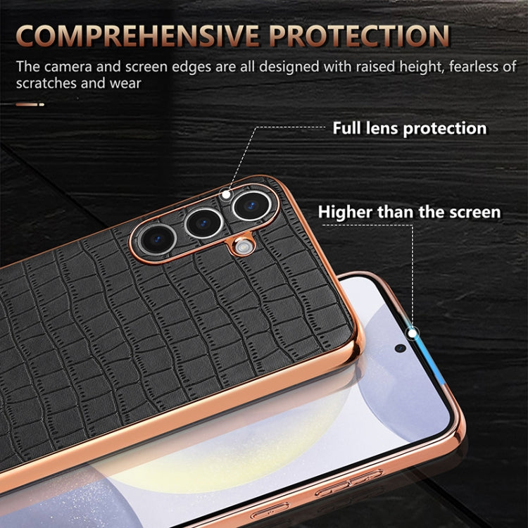 For Samsung Galaxy S25+ 5G AZNS Electroplated Frame Crocodile Texture Full Coverage Phone Case(Green) - free shipping - PMC Jewellery - Order now!