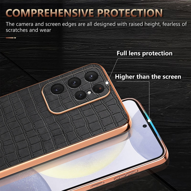 For Samsung Galaxy S25 Ultra 5G AZNS Electroplated Frame Crocodile Texture Full Coverage Phone Case(Green) - free shipping - PMC Jewellery - Order now!