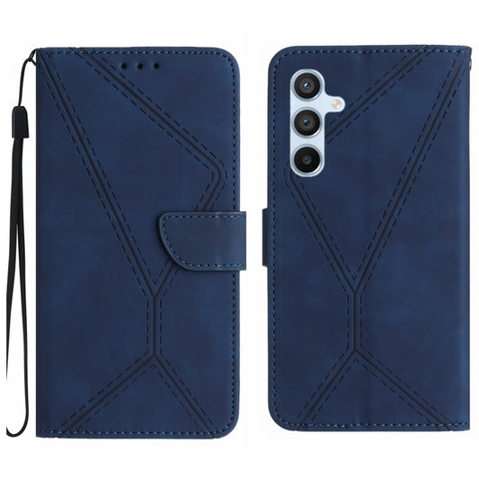 For Samsung Galaxy S25+ 5G Stitching Embossed Leather Phone Case(Blue) - Galaxy S25+ 5G Cases by PMC Jewellery | Online Shopping South Africa | PMC Jewellery | Buy Now Pay Later Mobicred