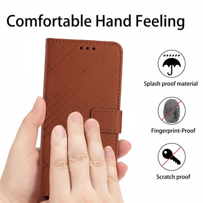 For Samsung Galaxy S25+ 5G Rhombic Grid Texture Leather Phone Case(Brown) - Galaxy S25+ 5G Cases by PMC Jewellery | Online Shopping South Africa | PMC Jewellery | Buy Now Pay Later Mobicred