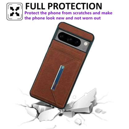 For Google Pixel 9 / 9 Pro Solid Color Metal Buckle Card Slots Bag Phone Case(Brown) - Google Cases by PMC Jewellery | Online Shopping South Africa | PMC Jewellery | Buy Now Pay Later Mobicred